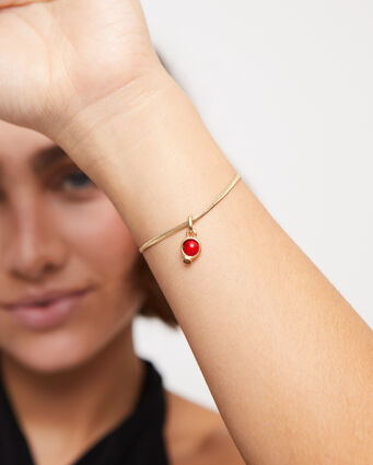 18K gold-plated charm with red stone